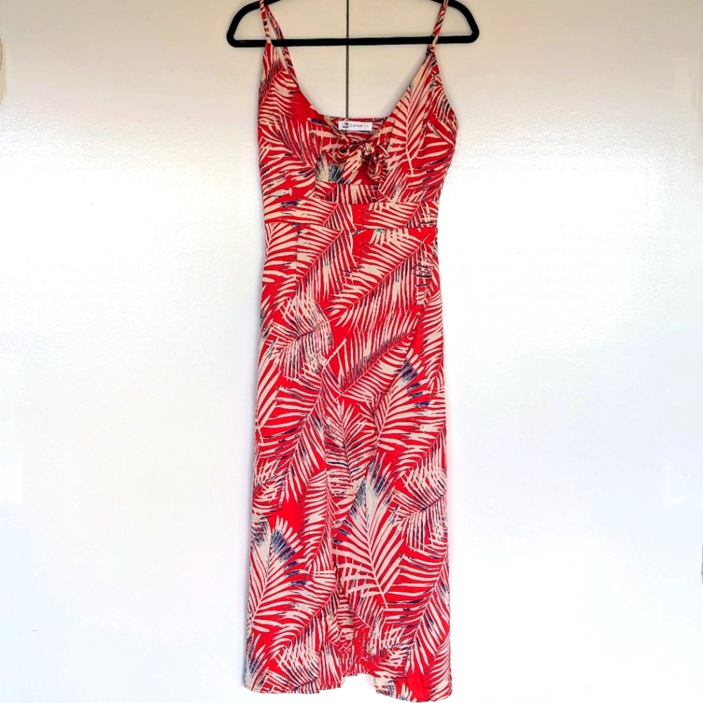 Cupshe cut out midi palm print dress
